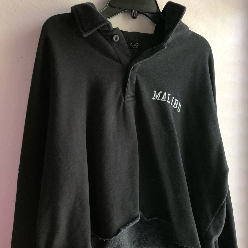 Navy Blue Brandy Melville Collared Long Sleeve